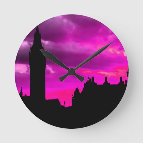 London City Sunset Round Clock