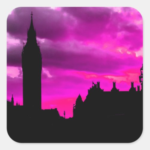 London City Sunset Square Sticker