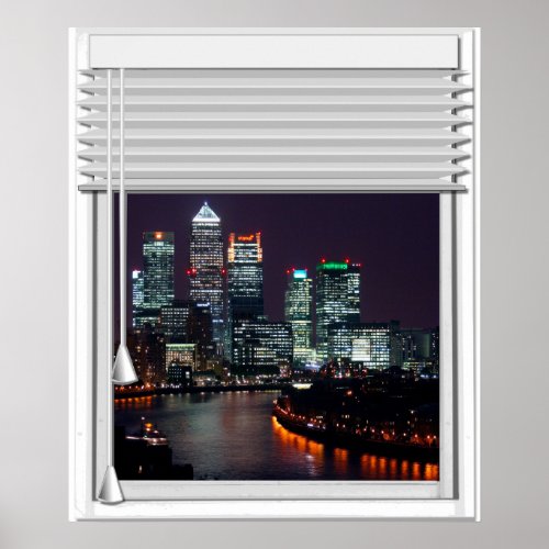 London City View Fake Window With Blinds Poster