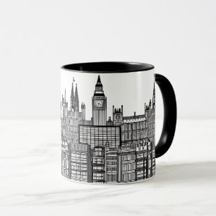 London Cityscape Black and White Mug