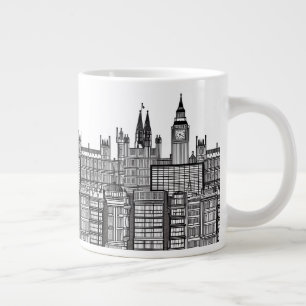 London Cityscape in Black and White Giant Coffee Mug