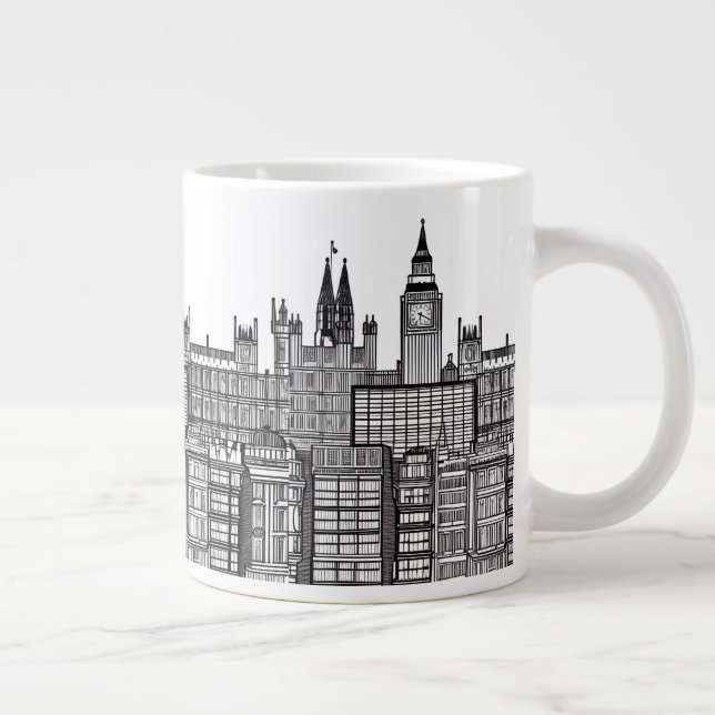 London Cityscape in Black and White   Giant Coffee Mug (Right)