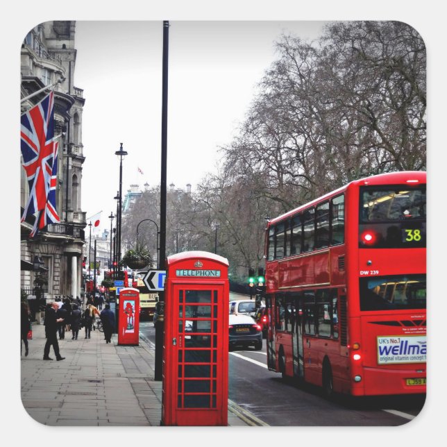 London cityscape square sticker (Front)