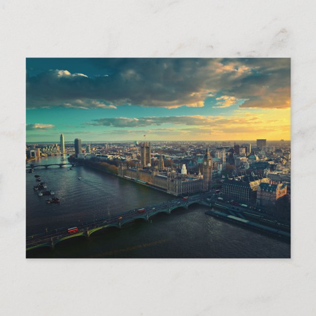 London Cityscape with Sunset Postcard (Front)