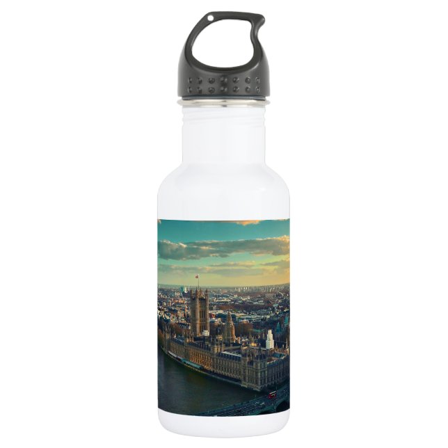 London Cityscape with Sunset Water Bottle (Front)
