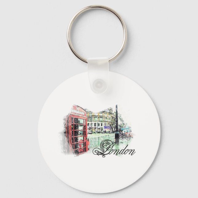 London Colored Sketch Keychain (Front)