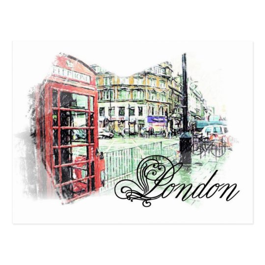 London Colored Sketch Postcard
