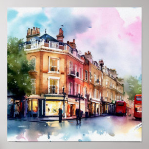 London- Covent Garden Piazza, (C), Watercolor Poster