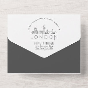London Deco Skyline   Wedding All In One Invitation