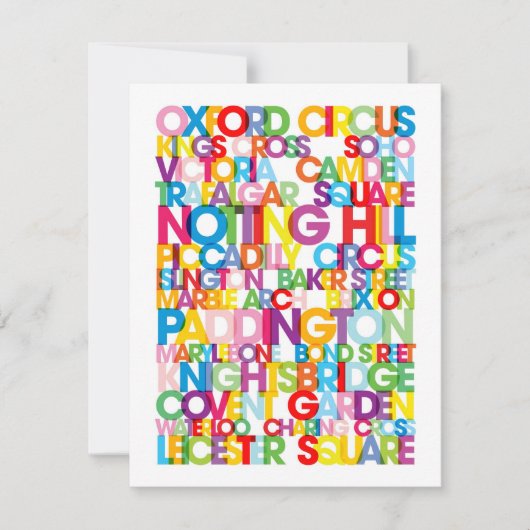 London Destinations Text Map Art Print (Front)