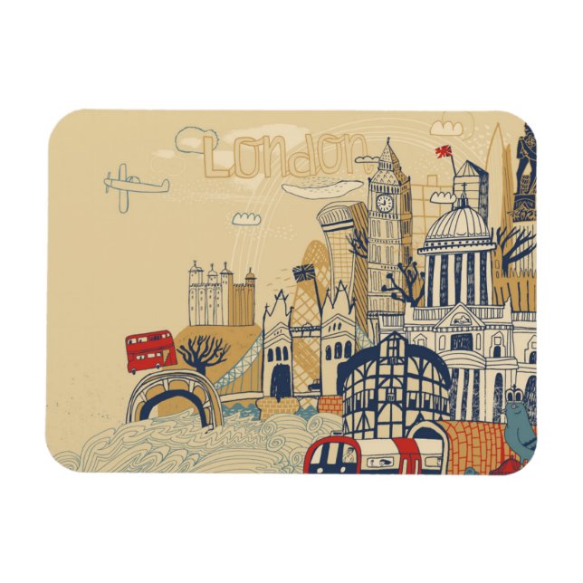 London Doodle Scene Magnet (Horizontal)