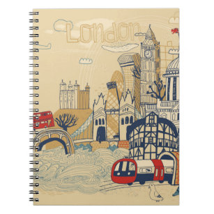 London Doodle Scene Notebook