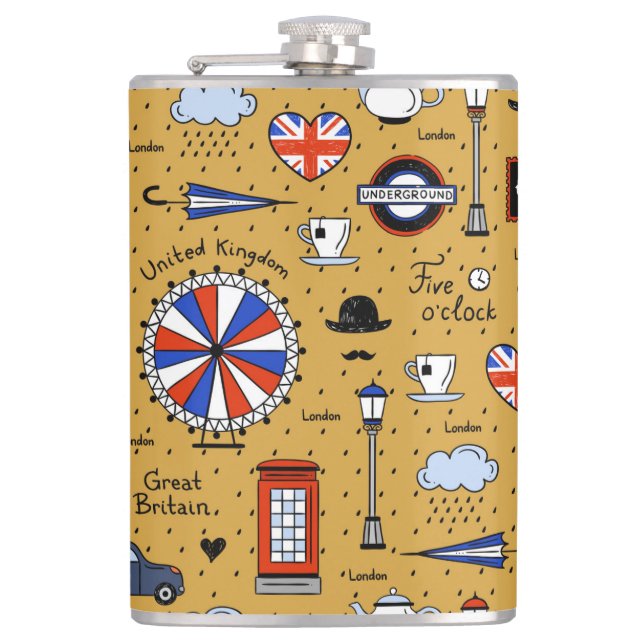 London Doodles Flask (Front)