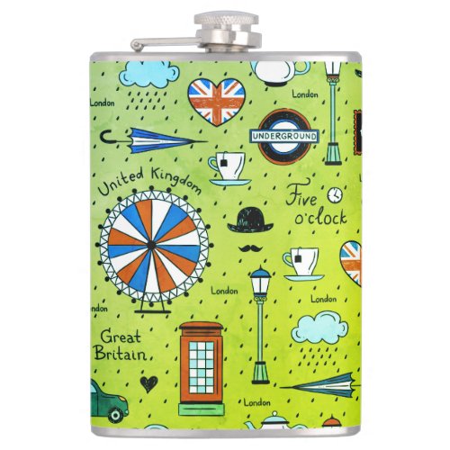 London Doodles II Flask