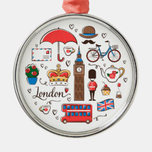 London Doodles Metal Ornament