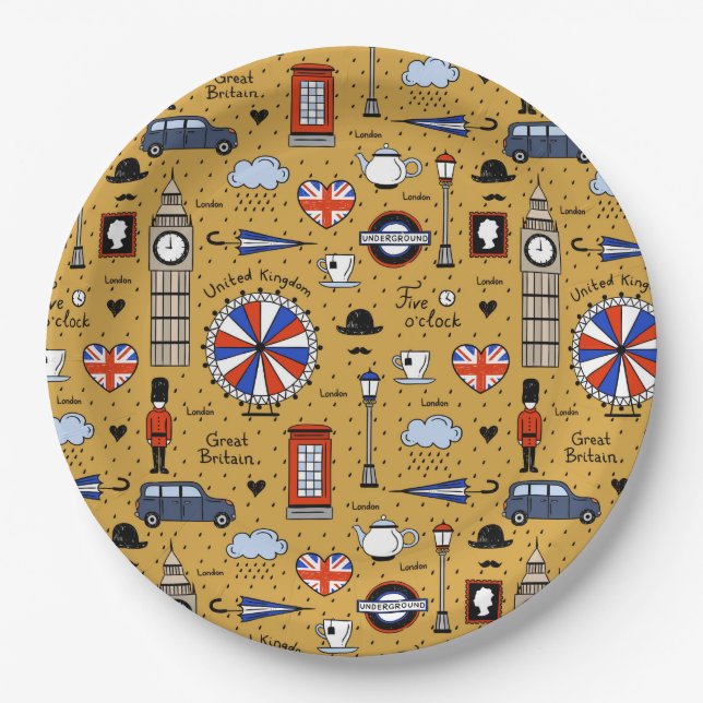 London Doodles Paper Plates (Front)