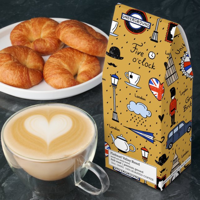 London Doodles Pattern Roasted Coffee (Breakfast)