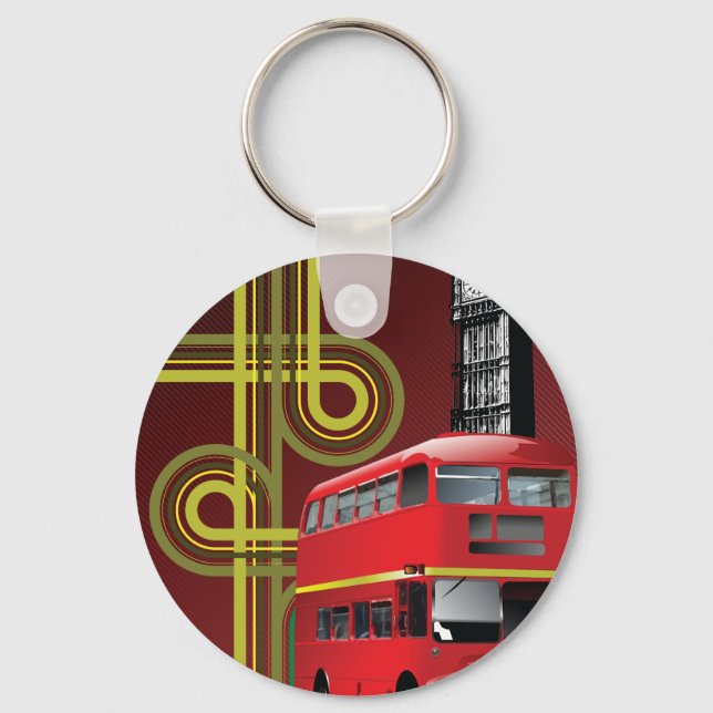 London Double Decker Bus and Big Ben Keychain (Front)