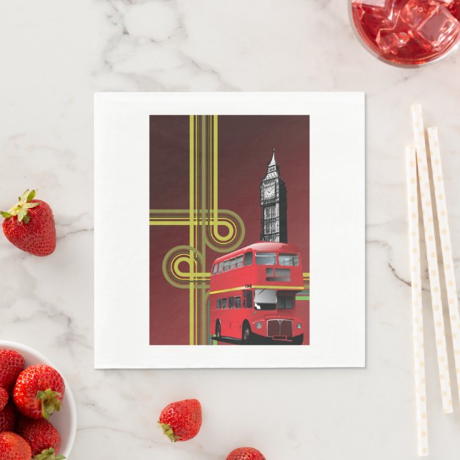 London Double Decker Bus and Big Ben Napkins (Insitu)