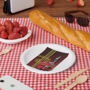 London Double Decker Bus and Big Ben Paper Plates