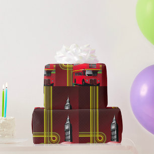 London Double Decker Bus and Big Ben Wrapping Paper