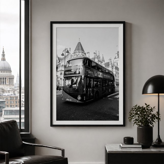 London Double Decker Bus Black and White Poster (Creator Uploaded)