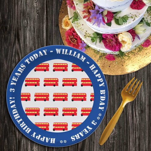 London Double Decker Bus British Kids Party Paper Plates