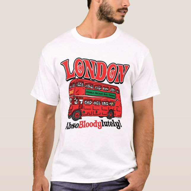 London Double-Decker Bus by Mudge Studios T-Shirt (Front)