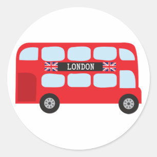 London double-decker bus classic round sticker