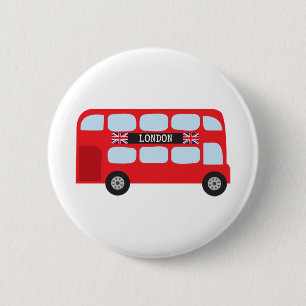 London double-decker bus pinback button