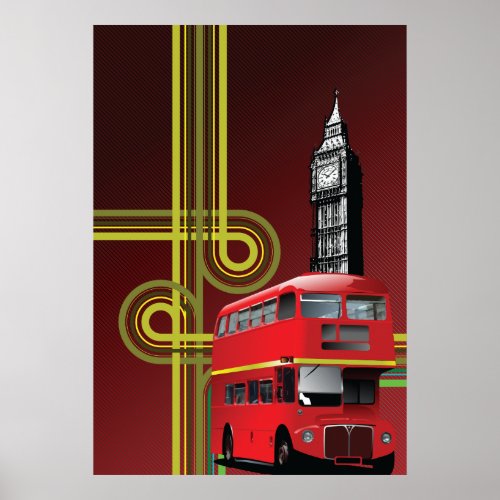 London Double Decker Bus Poster