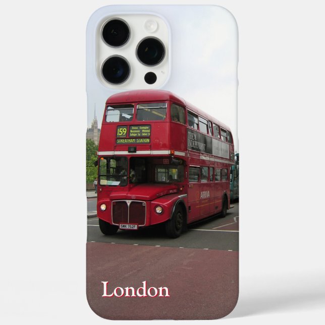 London Double-decker Bus with Name Case-Mate iPhone Case (Back)
