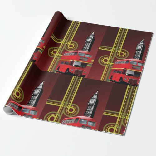 London Double Decker Bus Wrapping Paper