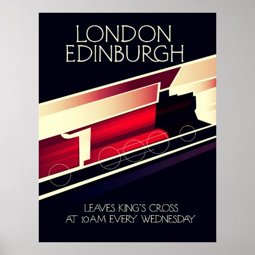 London Edinburgh Locomotive vintage style poster