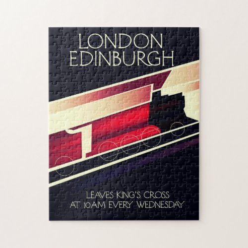 London Edinburgh Locomotive vintage style poster Jigsaw Puzzle