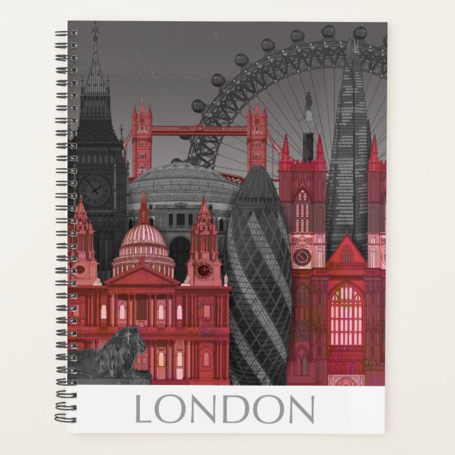 London Elevations by Night - Red Planner (Front)