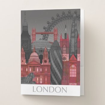 London Elevations By Night - Red Pocket Folder by worldartgroup at Zazzle