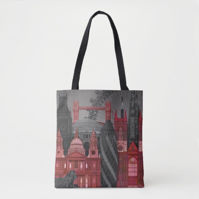 London Elevations by Night - Red Tote Bag (Front)