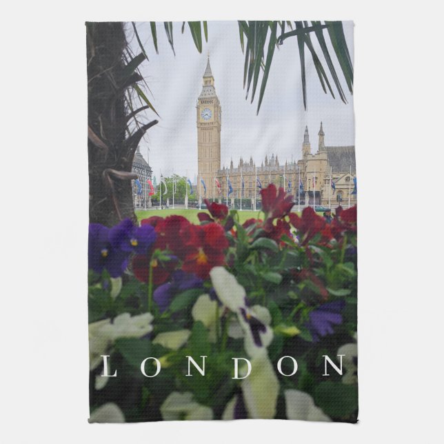 London Elizabeth Tower view tea towel (Vertical)
