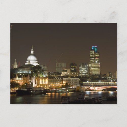 London England at Night Postcard