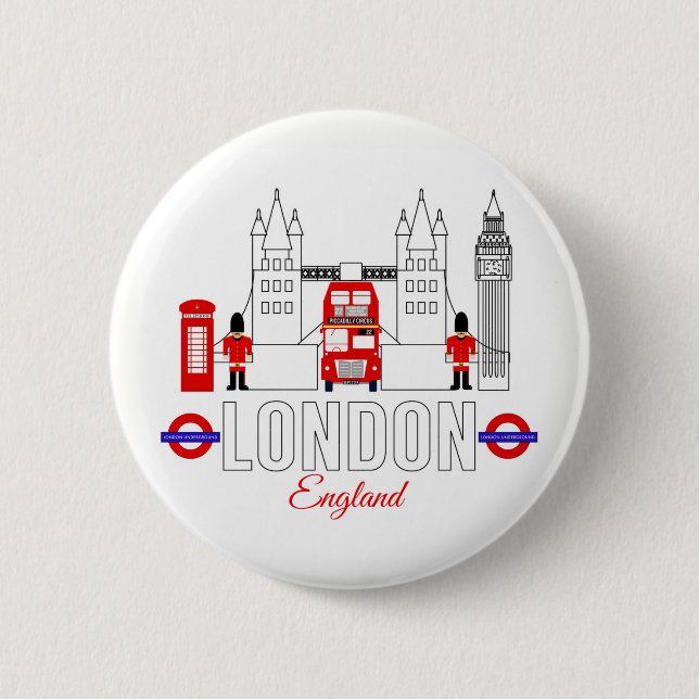 London, England Badge Pinback Button (Front)