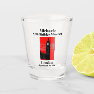 London England Big Ben Birthday Party Trip Favor Shot Glass