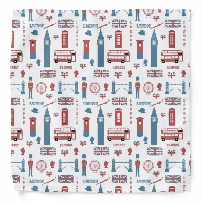 London England Big Ben English Flag Royal Guard Bandana (Front)