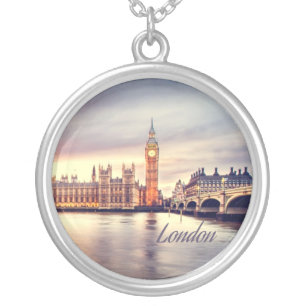 London England Big Ben Silver Plated Necklace