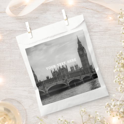 London England Big Ben Vintage Black and white Favor Bag