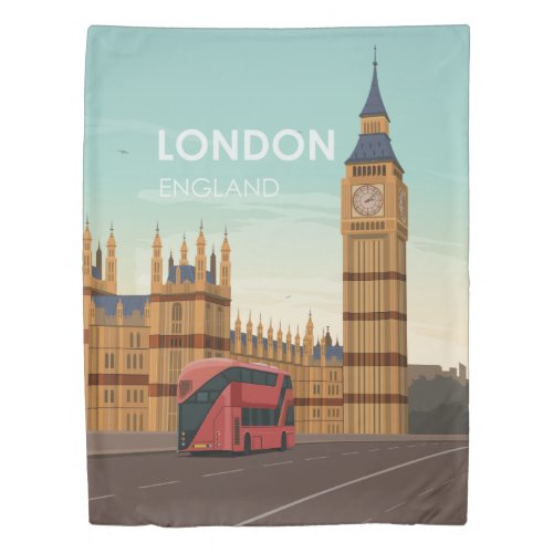 London England Big Ben Vintage Travel Duvet Cover