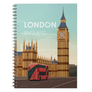 London England Big Ben Vintage Travel Notebook