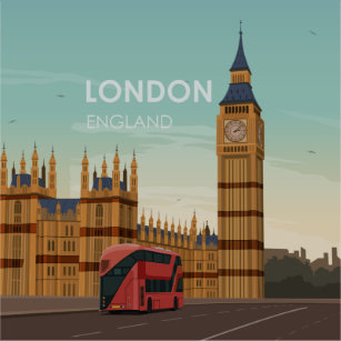 London England Big Ben Vintage Travel Sticker
