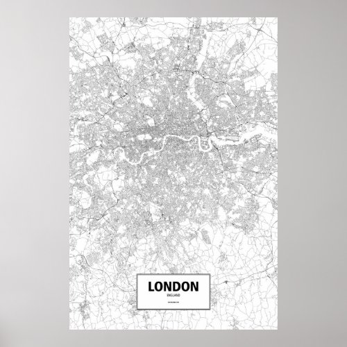 London England black on white Poster