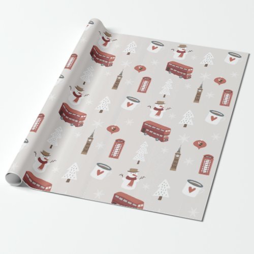 London England British Christmas Wrapping Paper